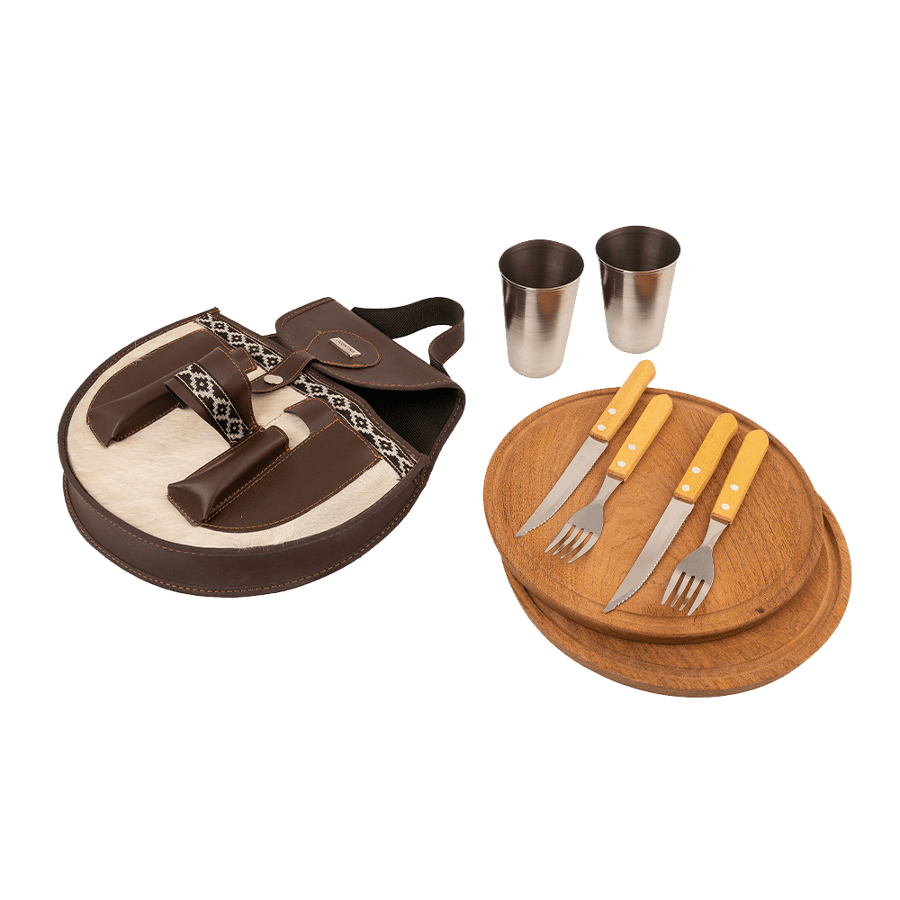 Hair-On Leather Double Picnic Set - Combined Color