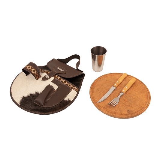 Hair-On Leather Individual Picnic Set - Combined Color